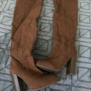 Brown thigh high boots